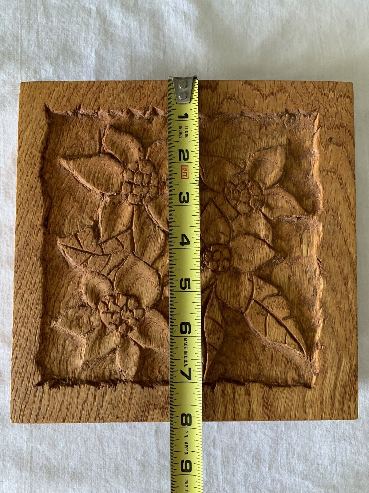 Carved Wood Trivet Oak Hot Plate Signed Stand 8”x8” 2007 - Fresh Stock Dated February 2026