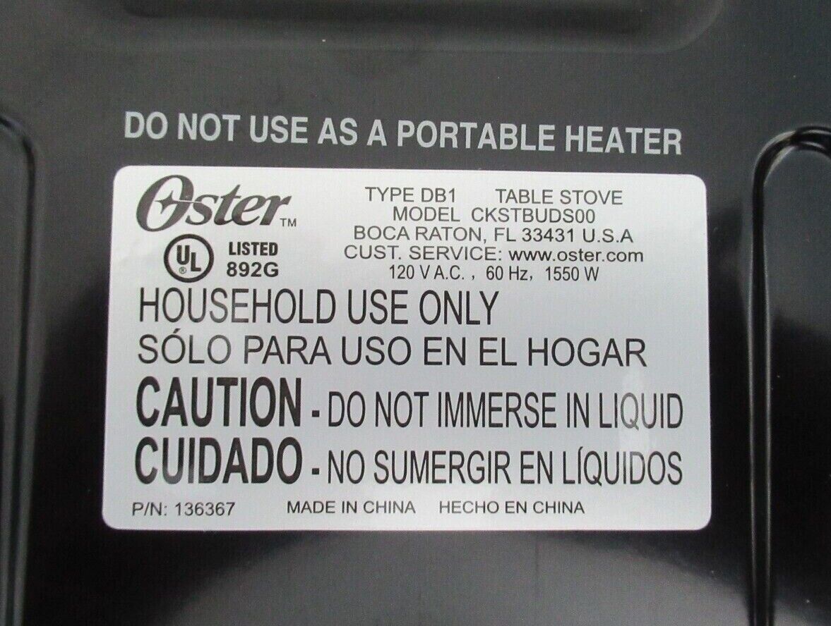 Oster Table Stove Two Burners Tested and Working - Fresh Stock Dated February 2026