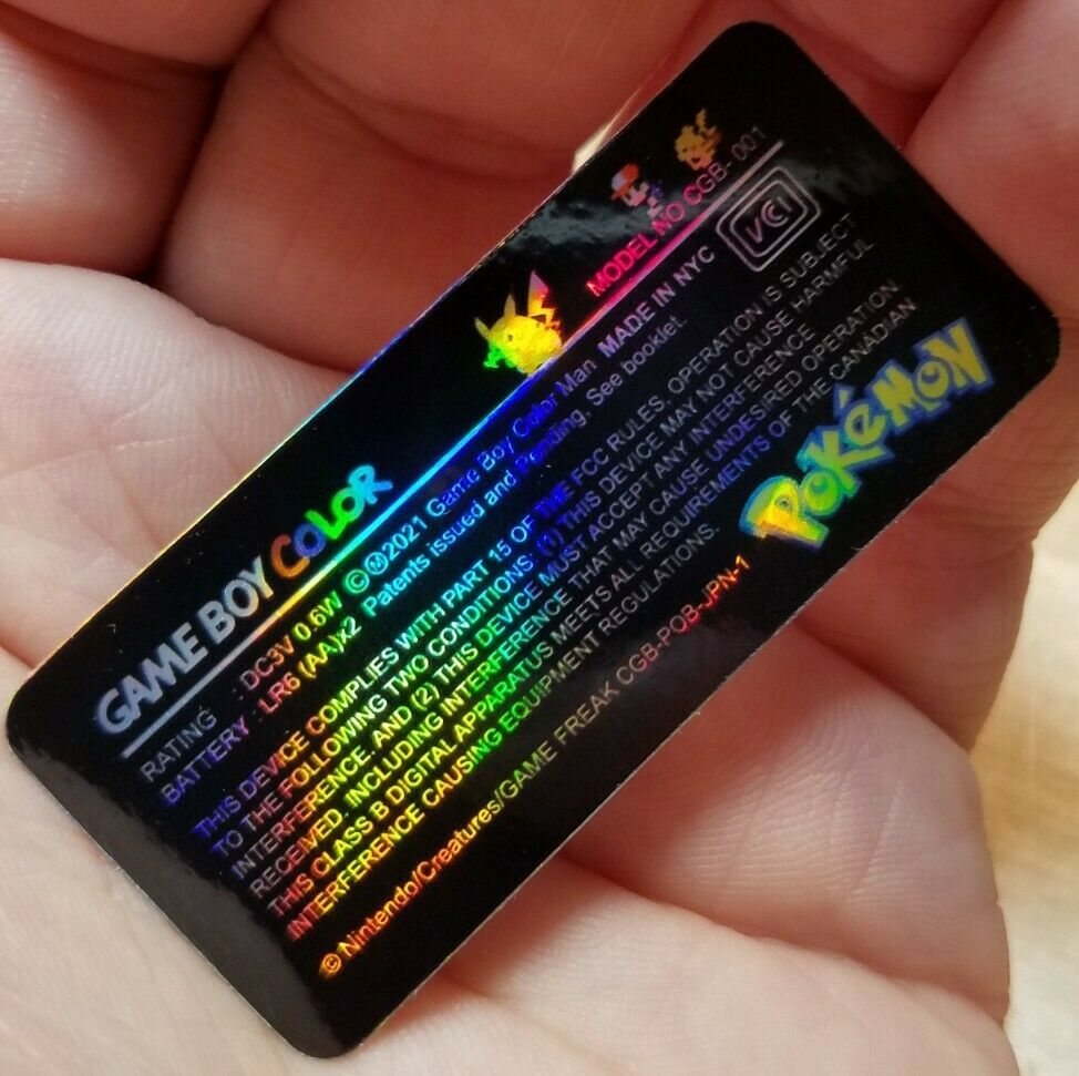 1 Game Boy Color **CGB-001** HOLO Special Pikachu Edition POKEMON *LABEL ONLY* - Fresh Stock Dated February 2026