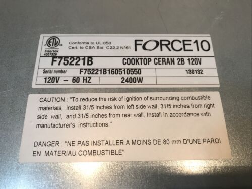 Force10 2 Burner Smooth Top Electric Stove Black Glass - Fresh Stock Dated February 2026