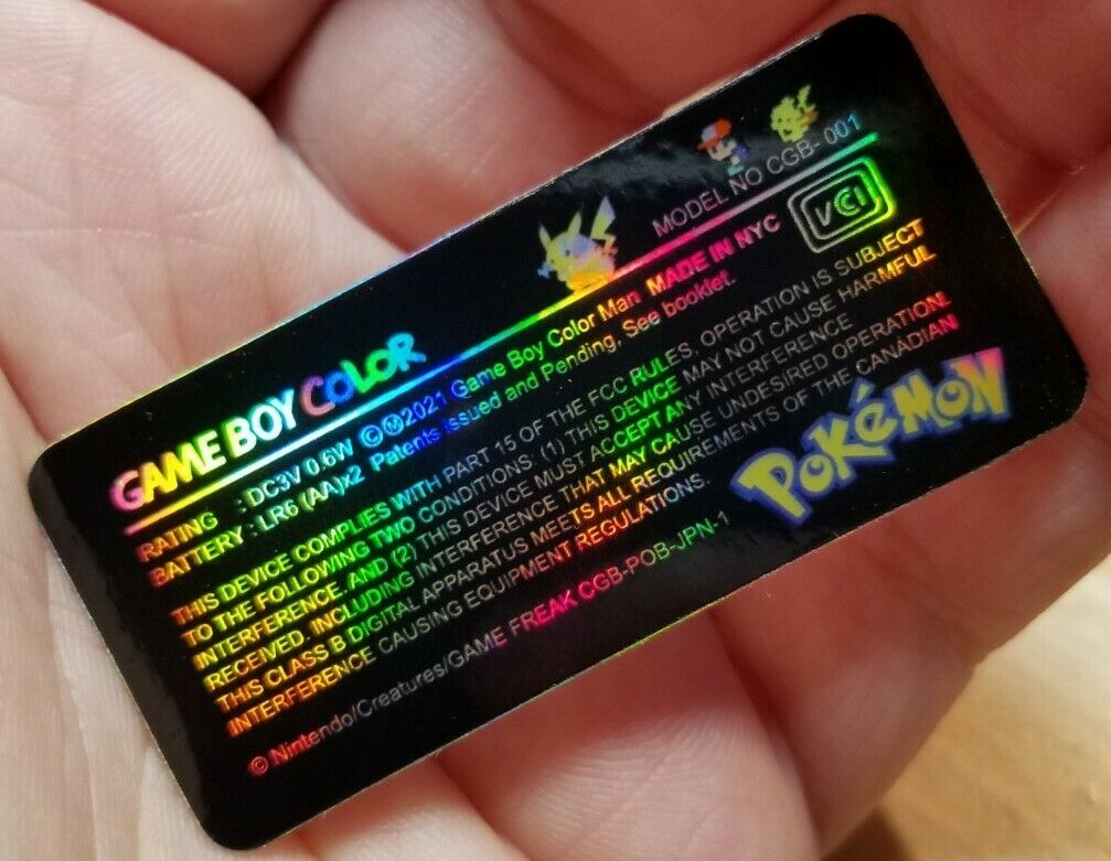 1 Game Boy Color **CGB-001** HOLO Special Pikachu Edition POKEMON *LABEL ONLY* - Fresh Stock Dated February 2026