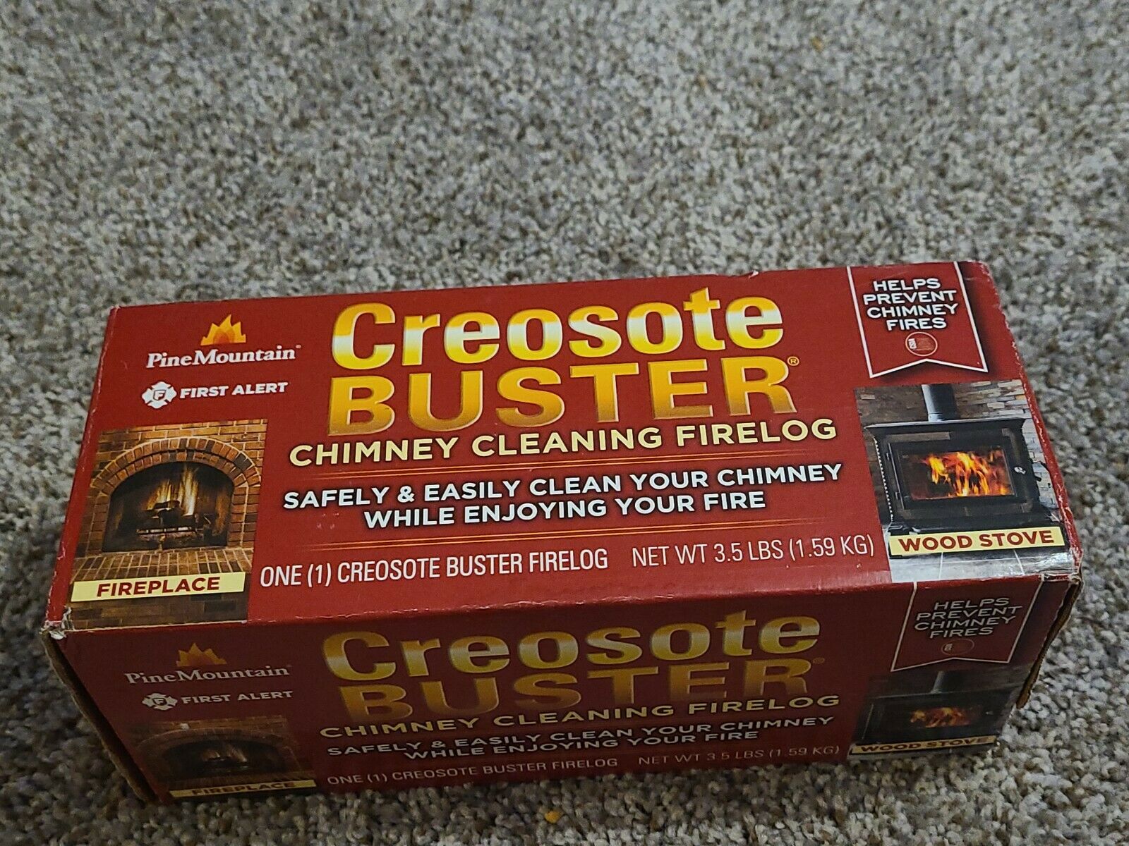 PINE MOUNTAIN CREOSOTE BUSTER CHIMNEY CLEANING FIRE LOG LOT OF 2 - Fresh Stock Dated December 2025