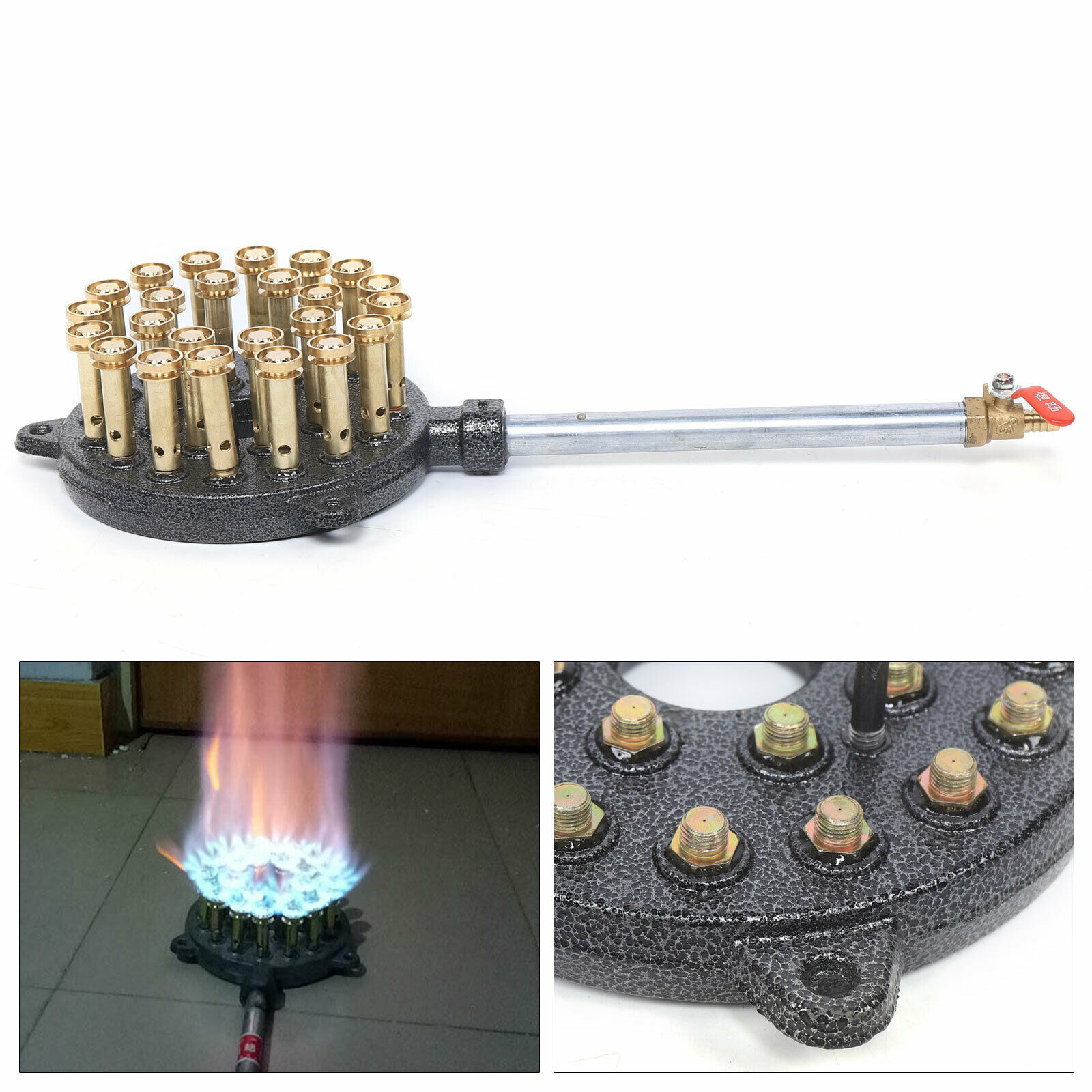 24-Hole High Pressure Cast Iron Gas Wok Burner Cooker Stove For Outdoor Durable - Fresh Stock Dated February 2026