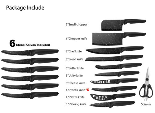 17Pcs Kitchen Knives Set Stainless Steel Chef Knife With Block Non-Slip Handle - Fresh Stock Dated January 2026