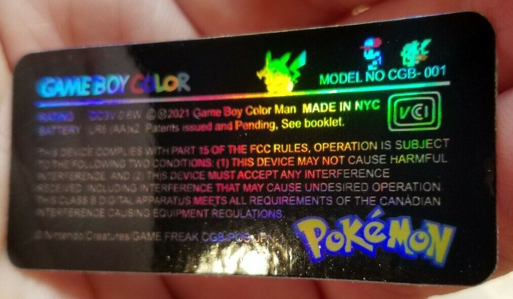 1 Game Boy Color **CGB-001** HOLO Special Pikachu Edition POKEMON *LABEL ONLY* - Fresh Stock Dated February 2026
