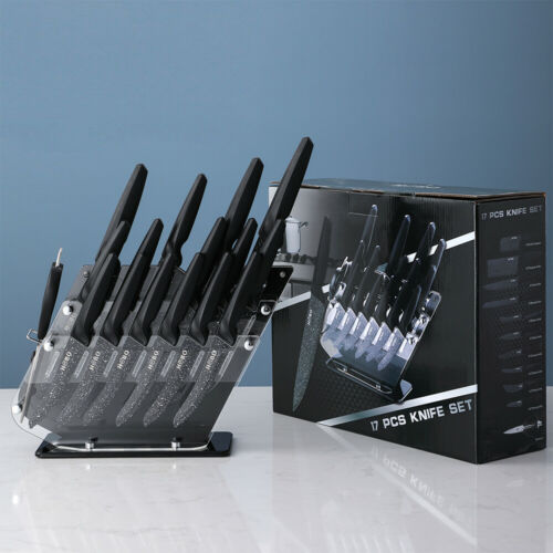17Pcs Kitchen Knives Set Stainless Steel Chef Knife With Block Non-Slip Handle - Fresh Stock Dated January 2026