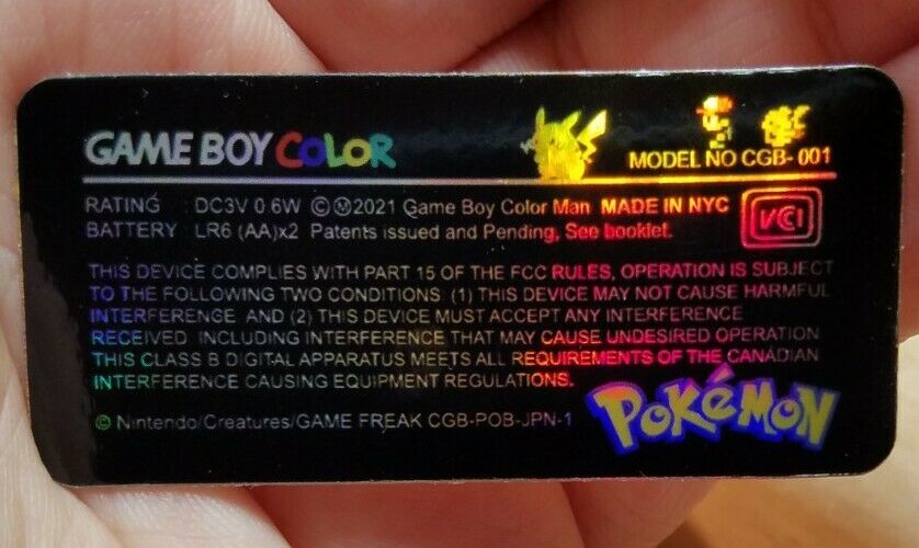 1 Game Boy Color **CGB-001** HOLO Special Pikachu Edition POKEMON *LABEL ONLY* - Fresh Stock Dated February 2026