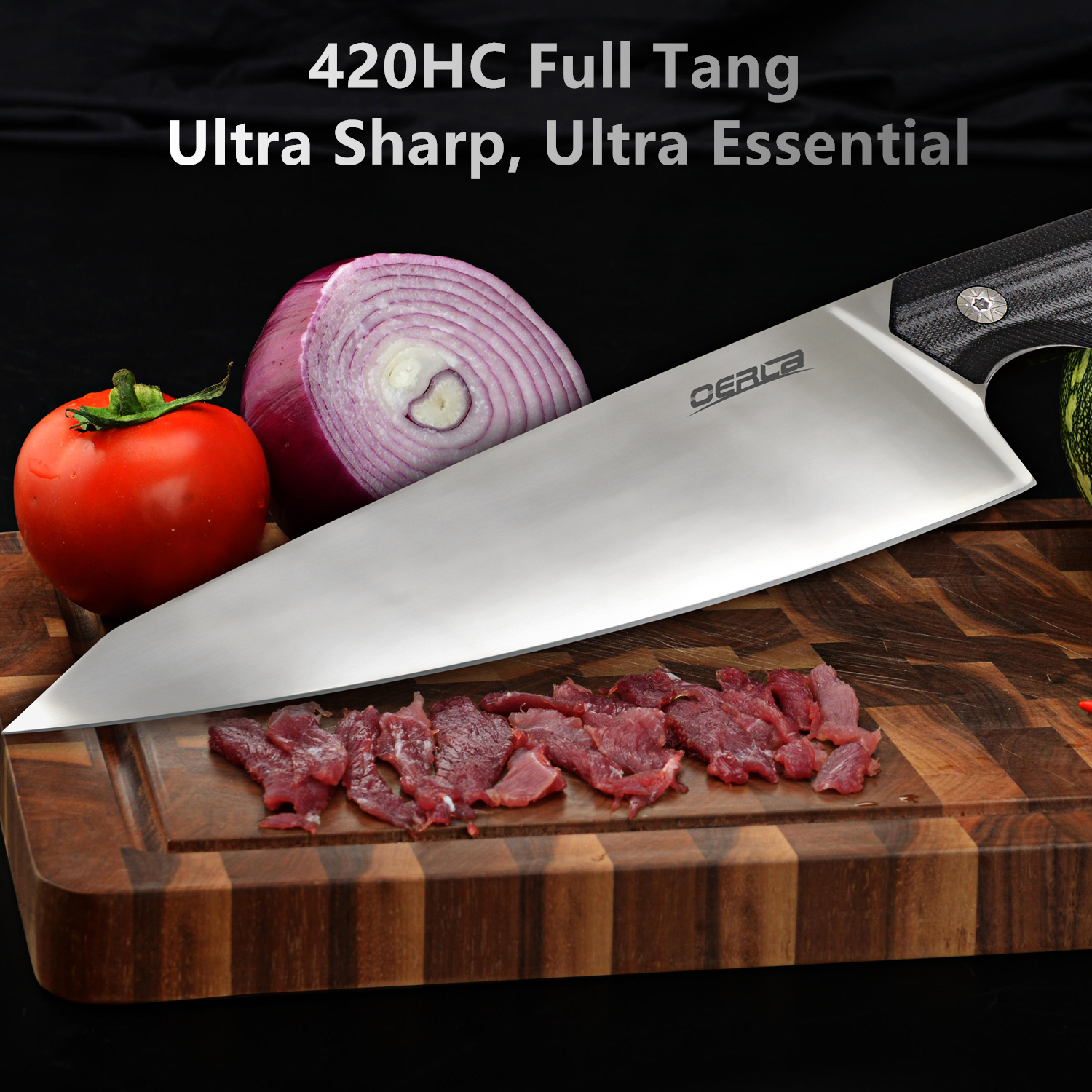 OERLA Forged Utility Knife 8 Inch Kitchen Knife G10 Handle and Bottler Opener - Fresh Stock Dated February 2026
