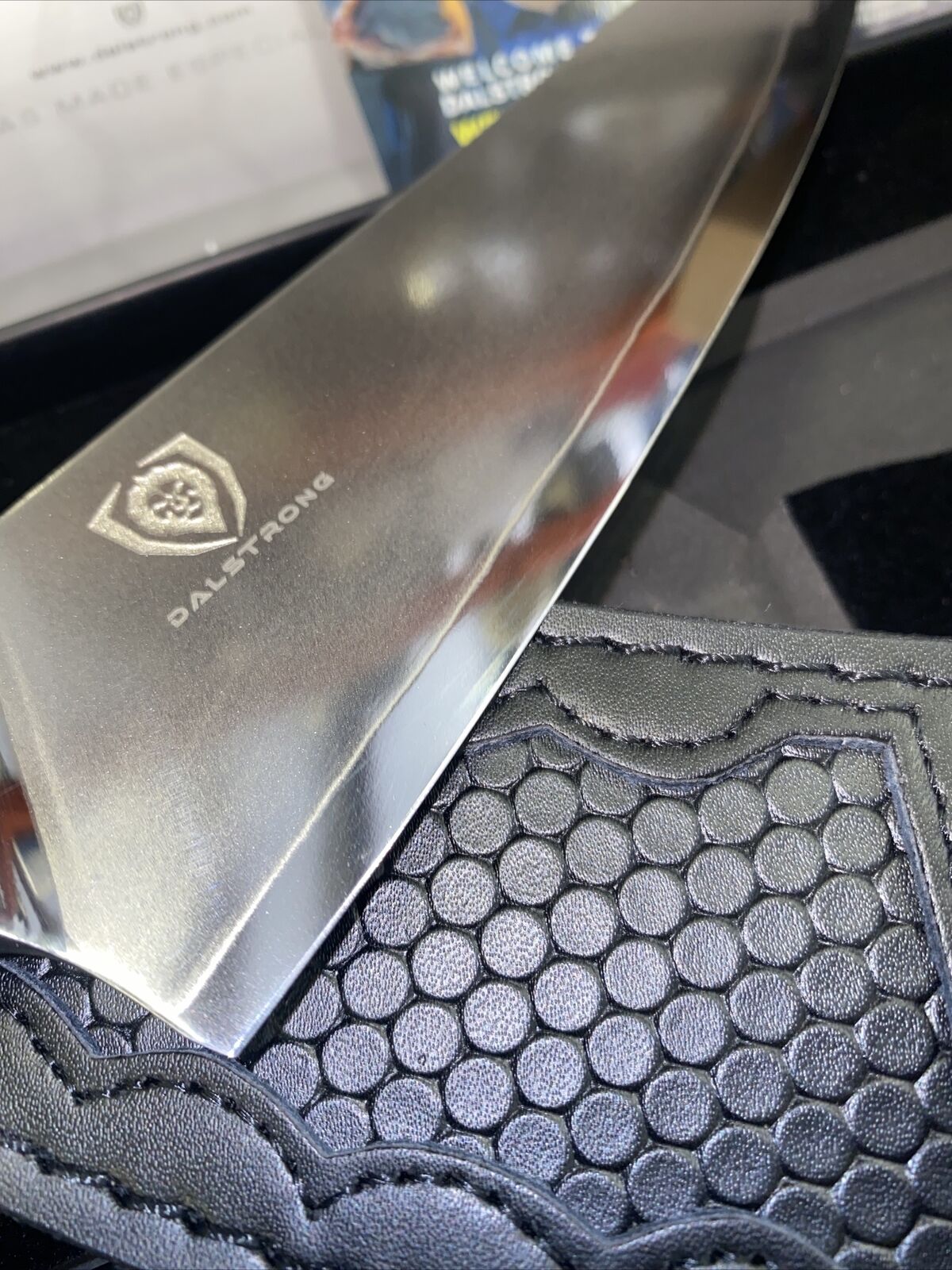 Dalstrong Frost Fire Series 8” Chef Knife w Honeycomb Handle Design Sheath - Fresh Stock Dated January 2026