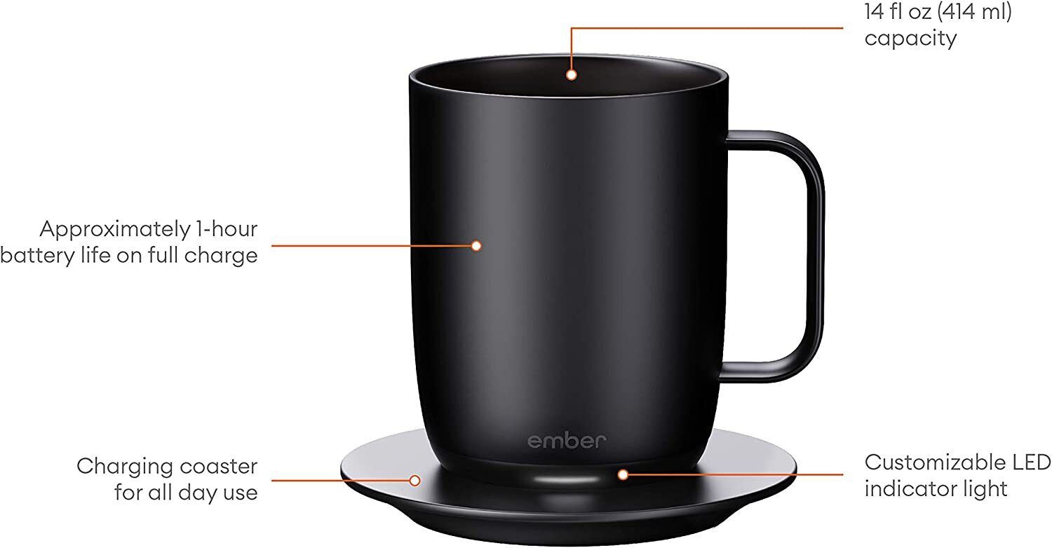 Ember Temperature Control Smart Mug, 14oz, App Controlled Heated Coffee Mug - Fresh Stock Dated February 2026