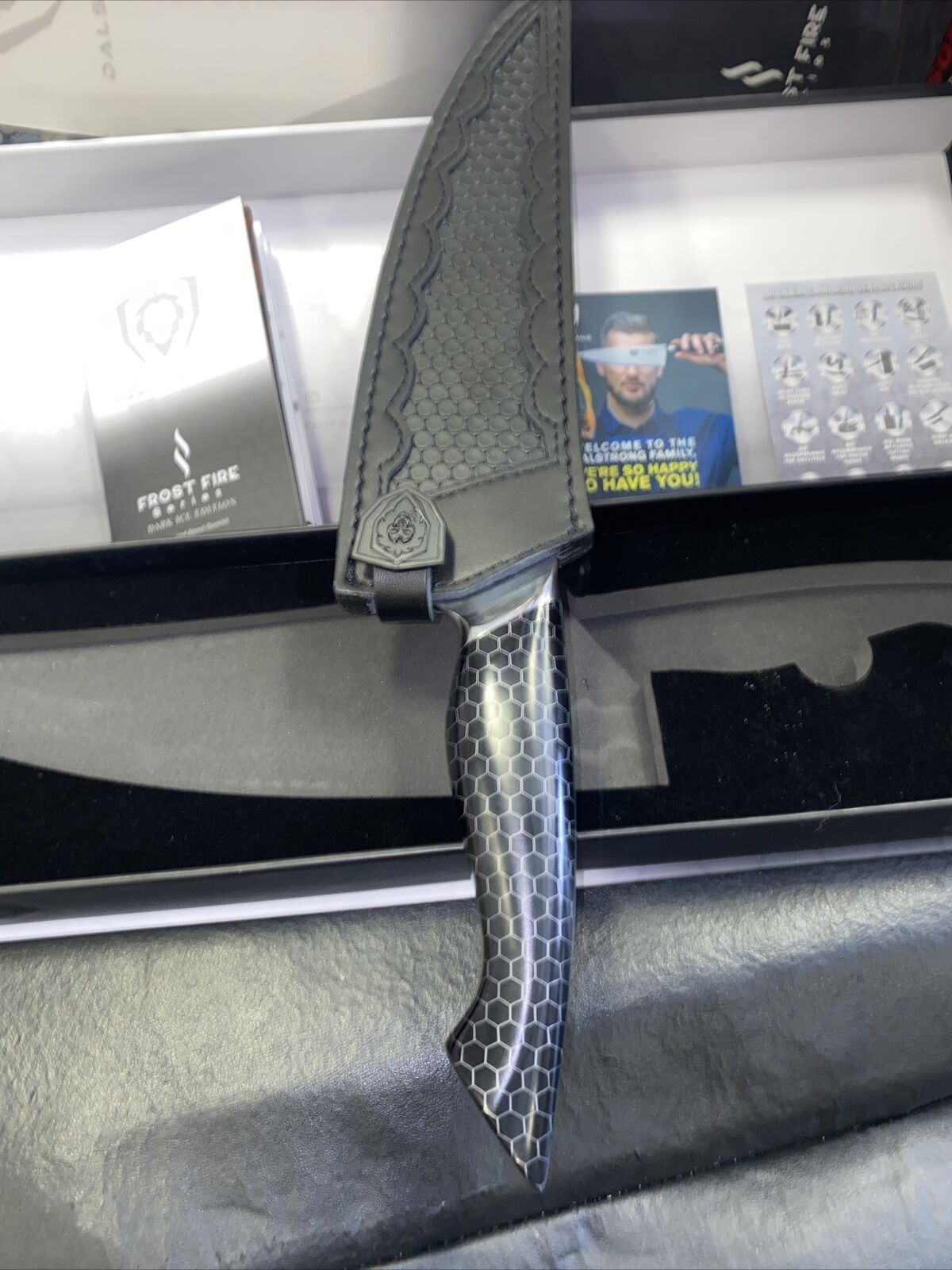 Dalstrong Frost Fire Series 8” Chef Knife w Honeycomb Handle Design Sheath - Fresh Stock Dated January 2026