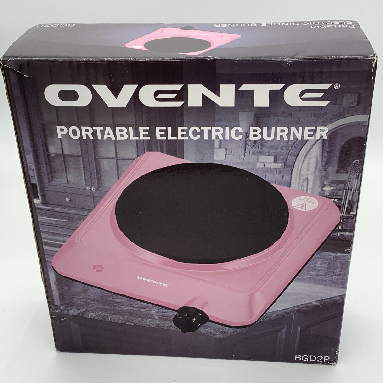 Ovente Electric Cast Iron Burner 7 Inch Single Hot Plate Compact Cooktop Pink - Fresh Stock Dated February 2026