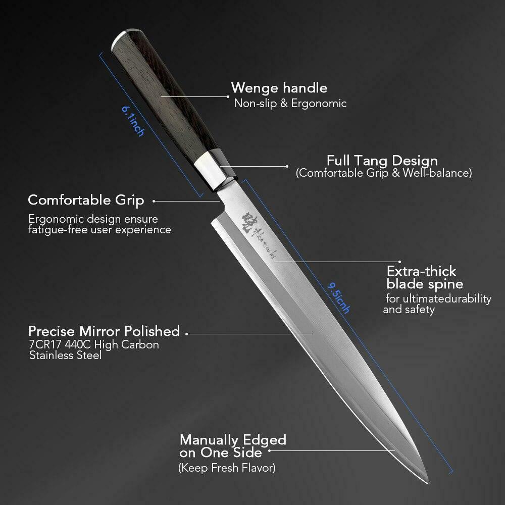 Japanese Sashimi Sushi Yanagiba Knife 9.5 inch Chef Wood Handle Fish Filleting - Fresh Stock Dated January 2026