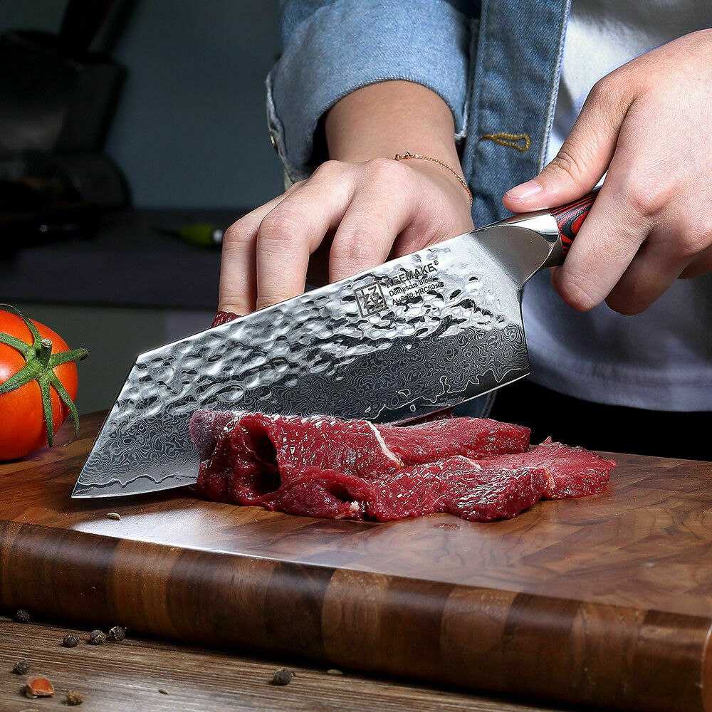 7 Inch Japanese Damascus Steel Nakiri Knife Kitchen Cooking Cleaver Chef Knives - Fresh Stock Dated February 2026
