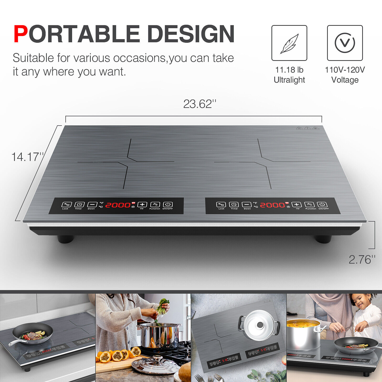 Induction Cooktop 24 Inch Stove 120V Electric Cooktop 2400W 9Power Touch Control - Fresh Stock Dated February 2026