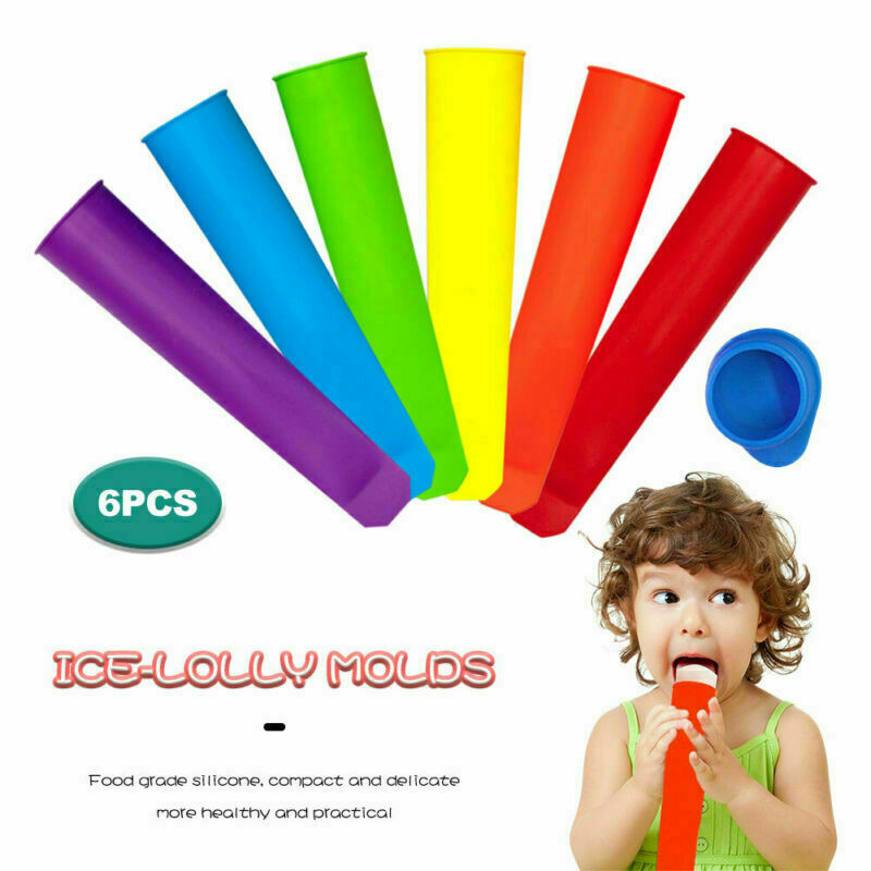 6 Silicone Popsicle Mold ice Pop Maker Snack Ice Cream, Juice, Jello, - Fresh Stock Dated February 2026
