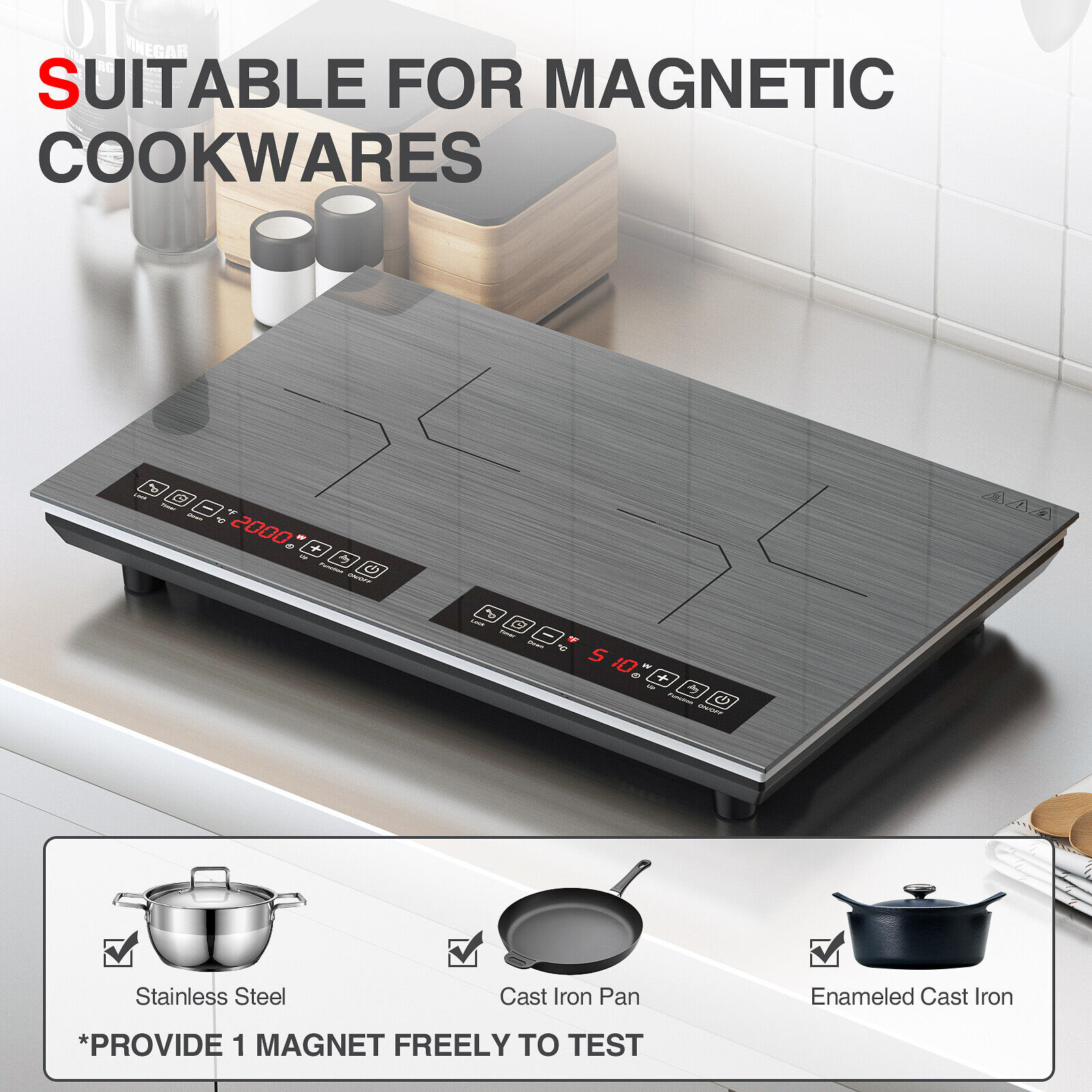 Induction Cooktop 24 Inch Stove 120V Electric Cooktop 2400W 9Power Touch Control - Fresh Stock Dated February 2026