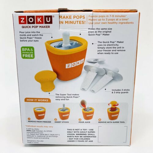 Zoku Single Quick Pop Maker, Make Popsicles in as Little as 7 Minutes, Orange - Fresh Stock Dated February 2026