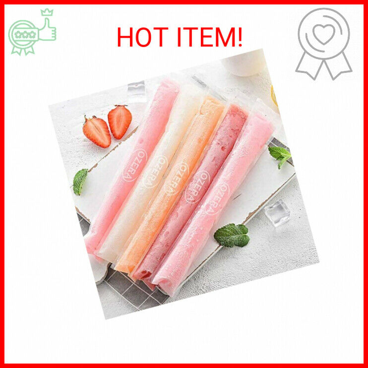 Ozera 150 Pack Popsicle Bags Freeze Popsicle Pouches Disposable with Funnel - Fresh Stock Dated February 2026