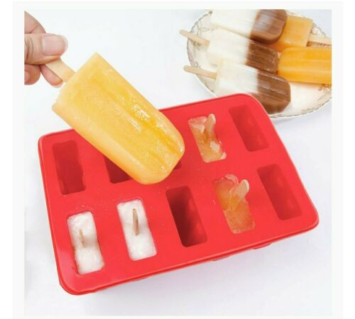 Moldes de silicona para paletas de hielo 10 cavidades con palitos de madera - Fresh Stock Dated February 2026