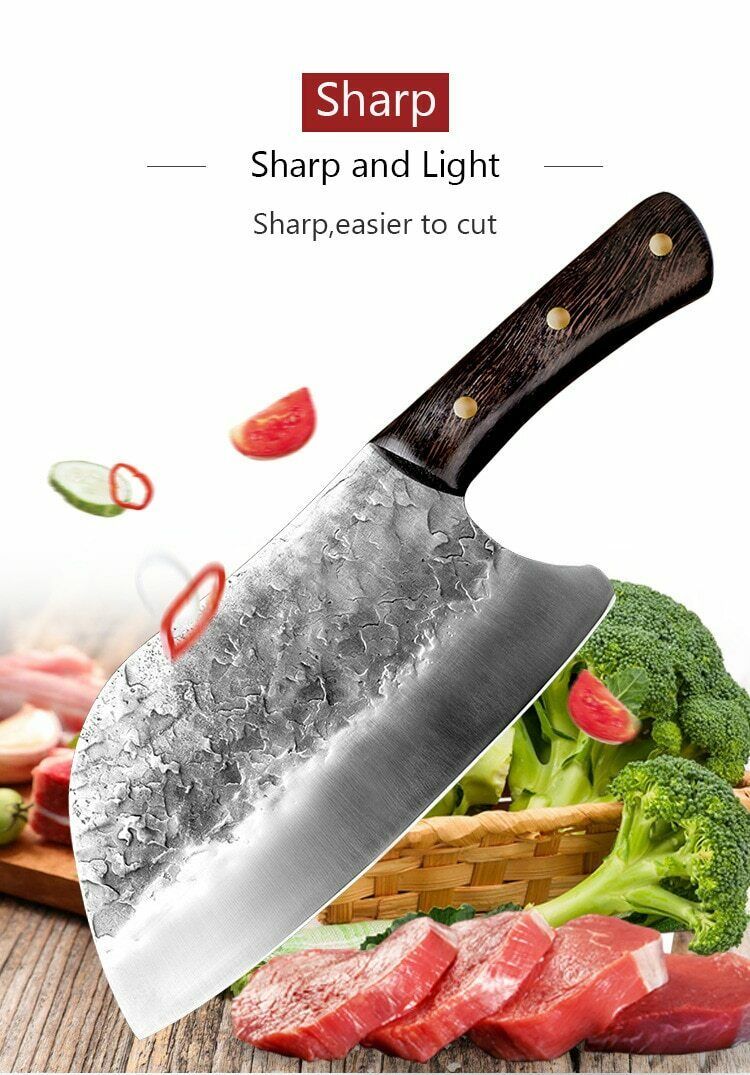 Butcher Cleaver Forged Steel Knife Serbian Chef Knife Kitchen Chopping Knife - Fresh Stock Dated January 2026