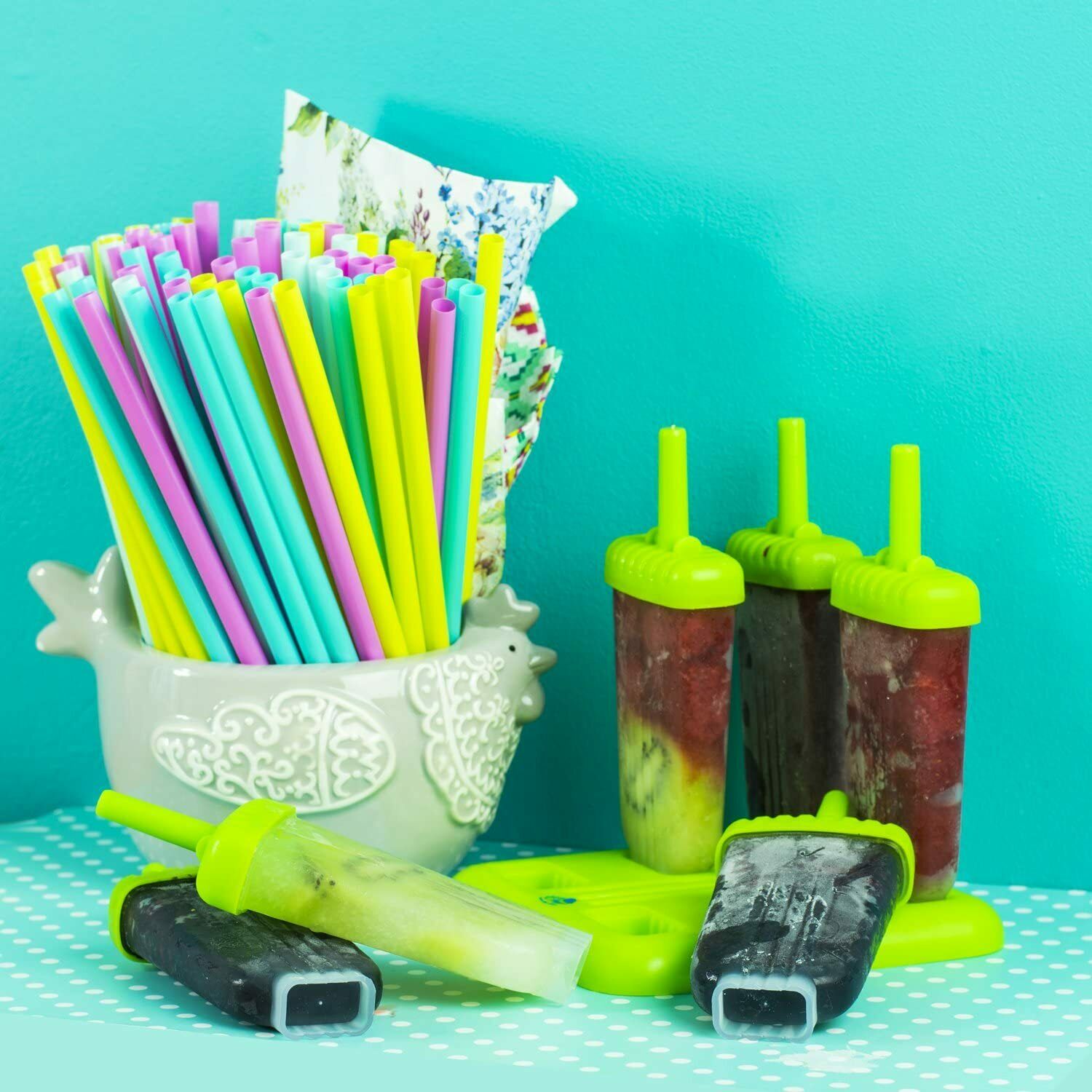 Ice Pop Maker Popsicle Mold Set with Tray and Drip Guard Green Pack of 6 - Fresh Stock Dated February 2026