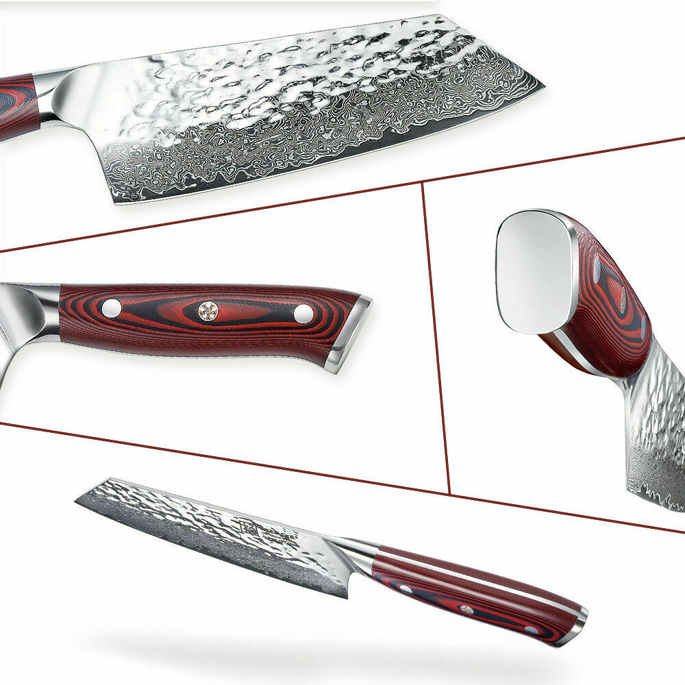 7 Inch Japanese Damascus Steel Nakiri Knife Kitchen Cooking Cleaver Chef Knives - Fresh Stock Dated February 2026