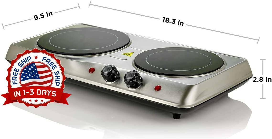 Estufa Cocina Electrica 2 Hornillas Portatil Para Campamento Camping Casa NUEVO - Fresh Stock Dated February 2026