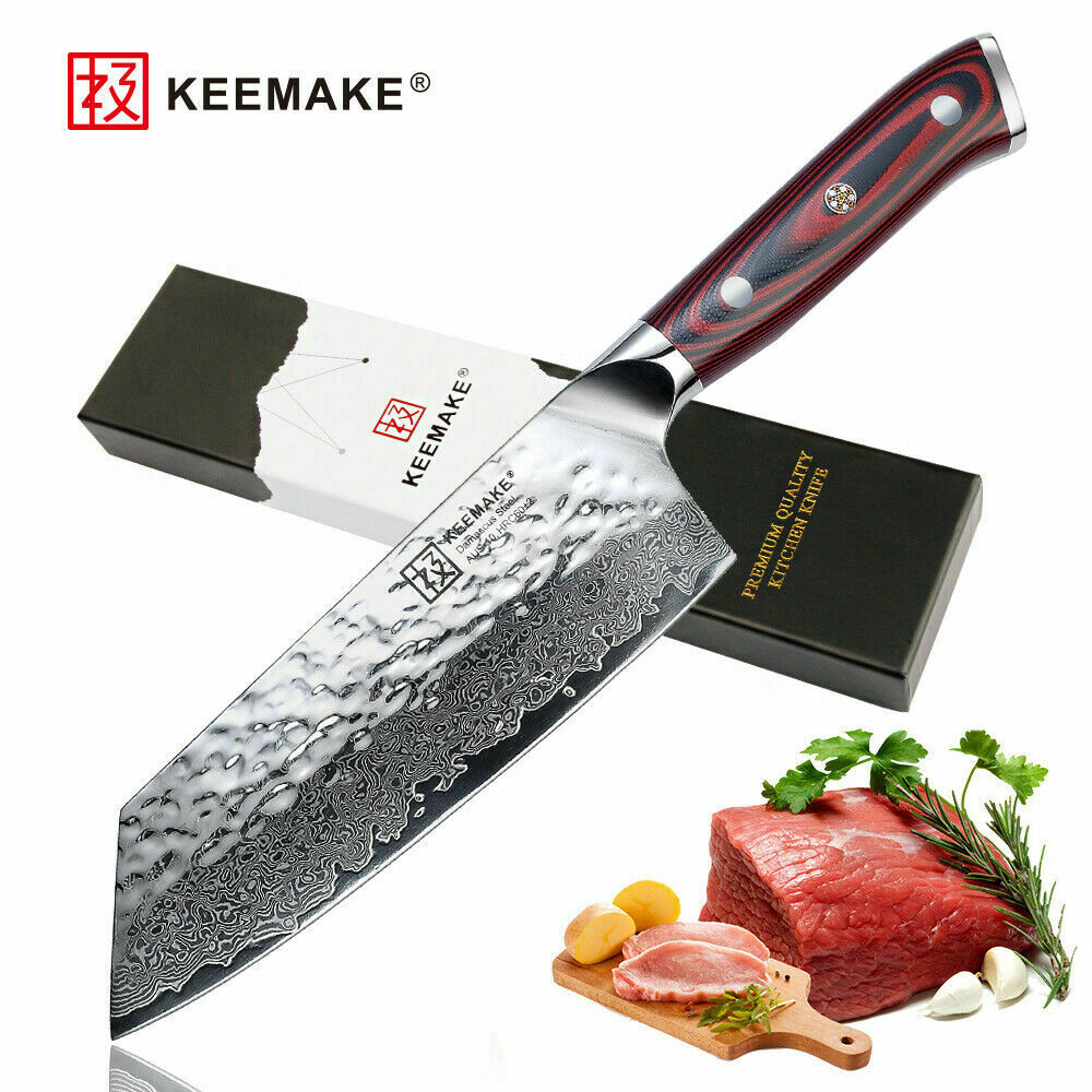 7 Inch Japanese Damascus Steel Nakiri Knife Kitchen Cooking Cleaver Chef Knives - Fresh Stock Dated February 2026