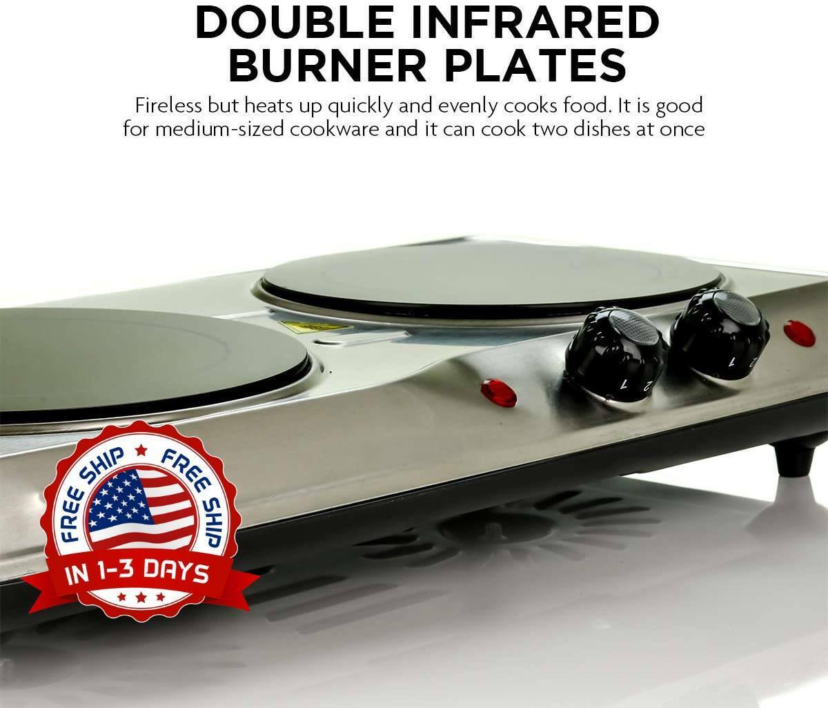 Estufa Cocina Electrica 2 Hornillas Portatil Para Campamento Camping Casa NUEVO - Fresh Stock Dated February 2026