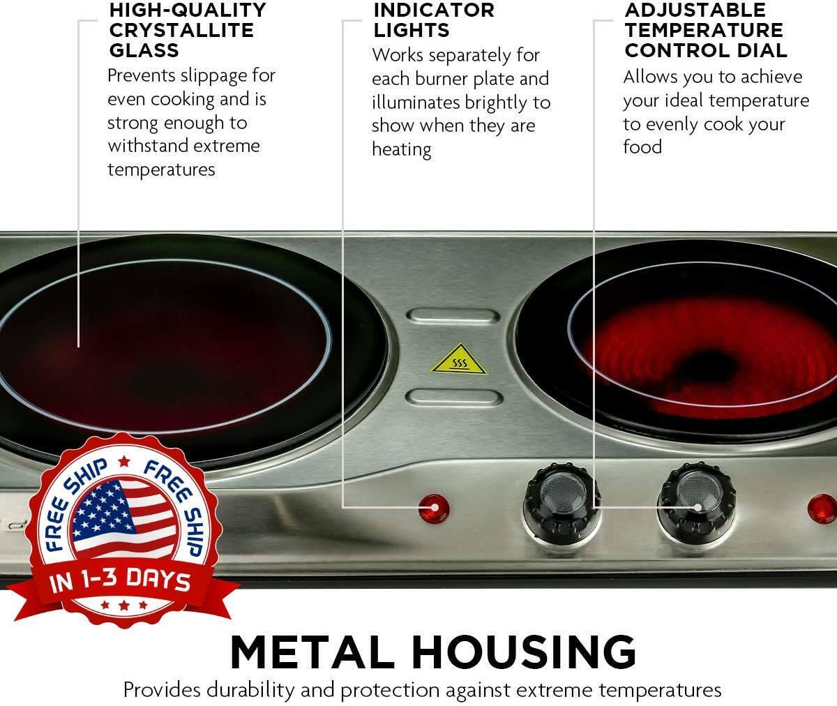 Estufa Cocina Electrica 2 Hornillas Portatil Para Campamento Camping Casa NUEVO - Fresh Stock Dated February 2026