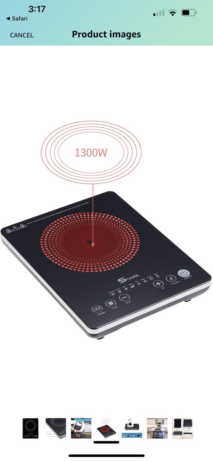 STULENG Electric Stove Portable 1300W Infrared Single Burner Sensor Touch Con... - Fresh Stock Dated February 2026