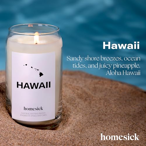 Homesick Scented Candles for Home (Hawaii) - 13.75 oz Long-Lasting Soy Wax Jar Candle for Women & Men for All Occasions, 60-80 Hours Burn Time - Notes of Pineapple & Coconut