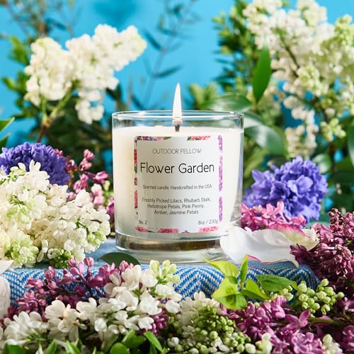 Flower Garden Candle, 8oz, Lilac & Jasmine, 50-Hour Burn Time, Spring Scented Candle, Relaxing Fragrance, Elegant Gift for Any Occasion