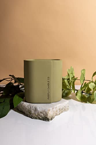 Paddywax Scented Candles Cirque Collection Soy Wax Candle in Oval Concrete Container, 12-Ounce, Green Bamboo