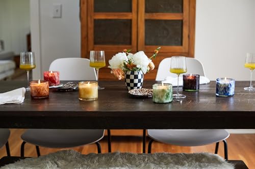 Paddywax Luxury Candles in Hand-Crafted Artisan Blown Glass Scented Luxe Candle, 8-Ounce, Saffron Rose