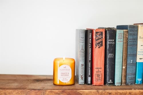 Paddywax Scented Candles Vista Collection Vintage Style Artisan Candle in Frosted Glass, 5-Ounce, Tobacco & Patchouli