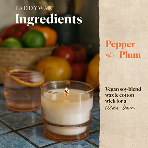 Paddywax Candles Al Fresco Collection Naturally Scented Candle in Reusable Glass Tumbler, 7 Ounces, Pepper + Plum