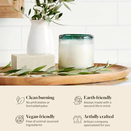 Paddywax Scented Candles Coastal La Playa Collection Artisan Candle in Hand-Blown Glass, 9 Ounces, Cactus Flower Bamboo