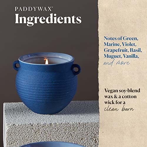 Paddywax Scented Candles Santorini Collection Greek-Inspired Candle in Matte Ceramic Jug, 8.5 Ounces, Salted Blue Agave
