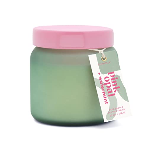 Paddywax Lolli Artisan Hand-Poured Scented Candle, 13-Ounce, Pink Opal + Water Mint