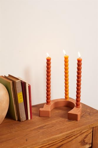 Paddywax Taper Candles Shaped Unscented Dinner Candle Set, 9.8-Inch, Red & Terracotta, 4-Count