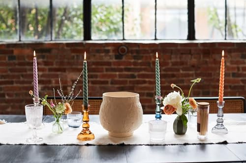 Paddywax Taper Candles Colorful Twisted Tapers Cypress + Fir Scented Dinner Candle Set, 10-Inch, Evergreen, 2-Count