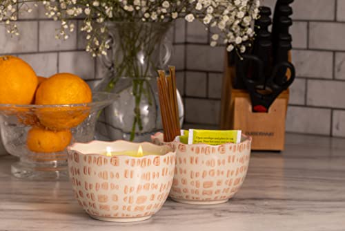 Paddywax Scented Candles Firefly Terrace Collection Soy Wax 2-Wick Candle in Food-Safe Hand-Painted Ceramic Bowl, 12-Ounce, Linen Rosewood