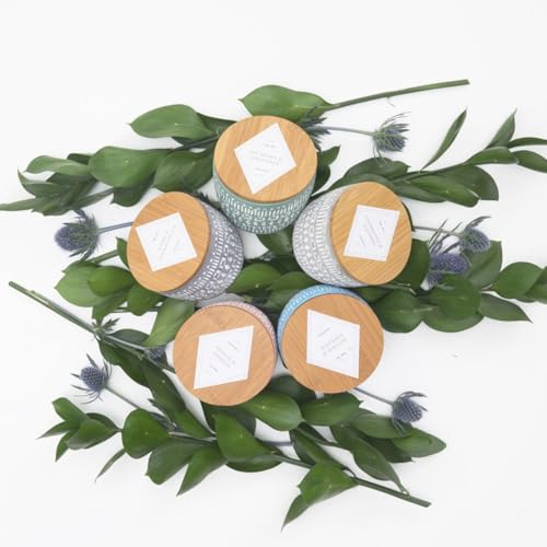 Paddywax Scented Candles Desert-Inspired Sonora Range Candle in Reusable Etched Concrete Pot with Wooden Lid, 283g - 3-Wick, Bergamot & Fresh Fig