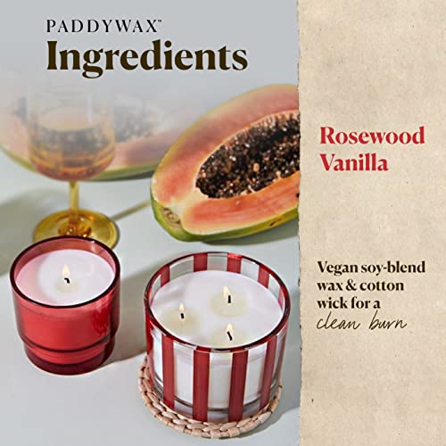Paddywax Candles Al Fresco Collection, Naturally Scented Candle, 7 Ounces, Red, Rosewood Vanilla