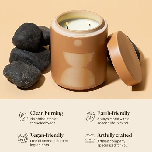 Paddywax Scented Candles Form Collection Artisan Candle in Textured Ceramic Vessel, 12 Ounces, Wild Fig & Vetiver