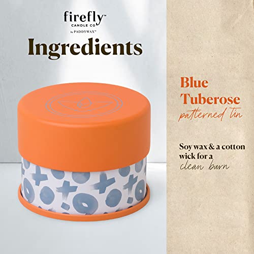 Paddywax Scented Candles Firefly Terrace Collection Soy Wax Candle in Tin, 5-Ounce, Blue Tuberose