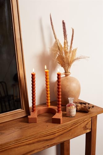 Paddywax Taper Candles Shaped Unscented Dinner Candle Set, 9.8-Inch, Red & Terracotta, 4-Count