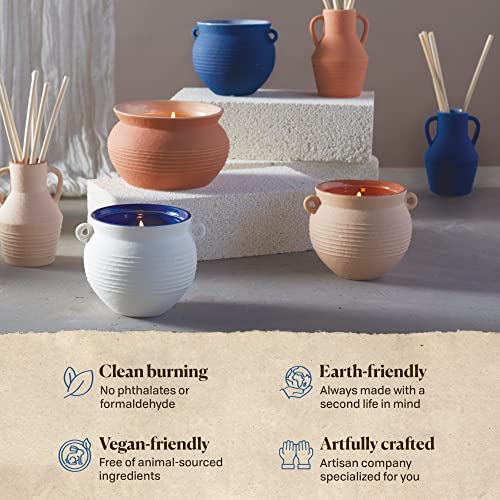 Paddywax Scented Candles Santorini Collection Greek-Inspired Candle in Matte Ceramic Jug, 8.5 Ounces, Salted Blue Agave